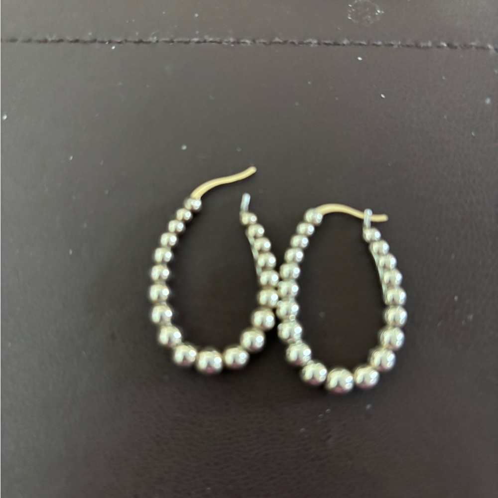 LAGOS Caviar Bubbly Silver Oval Beaded Hoops